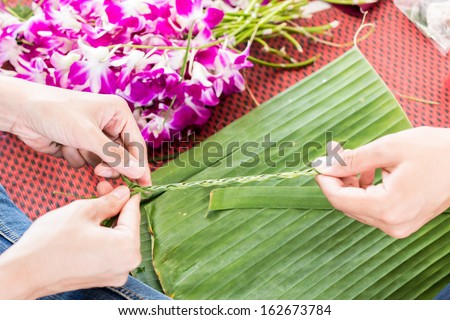 Banana leaf is fresh,Crafts for worship festival in Thailand