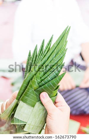 Banana leaf is fresh,Crafts for worship festival in Thailand