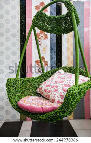 hanging green chair with seat