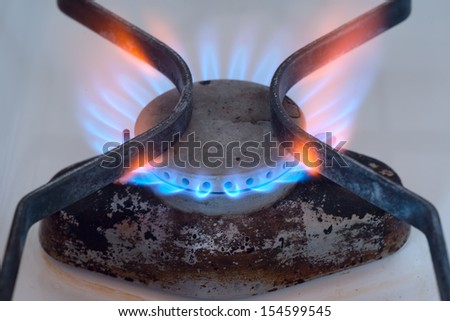 burning gas flame of a gas stove