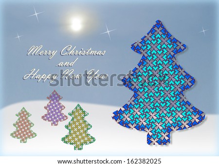 Christmas tree, wishes, Merry Christmas and Happy New Year
