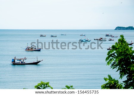 Thailand fishing ship sailing to the sea