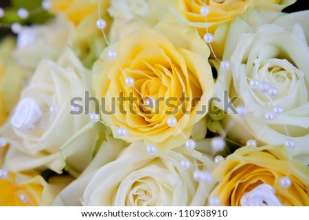 Wedding background decoration with beautiful yellow and white rose