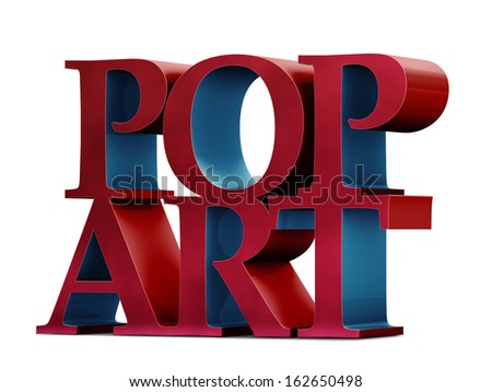 3D illustration of red text \'pop art\' over white background