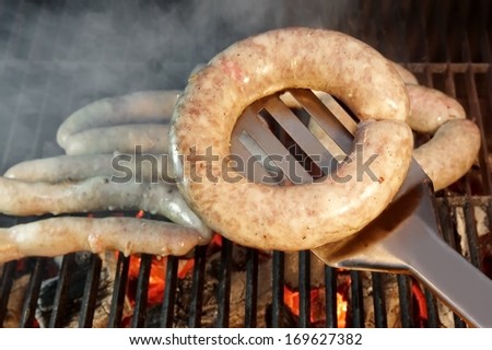 Grilled Bratwurst Sausage. You can see more BBQ, grilled food, fire and flames in my set
