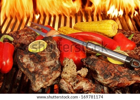 Grilled Rib Steaks and Vegetables
