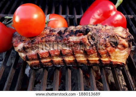 Barbecue Grilled Pork Ribs Brisket. You can see more BBQ, grilled food, flames and fire on my page.