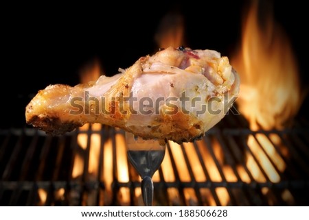 Grilled Chicken Leg. You can see more BBQ, grilled food, flames and fire on my page.