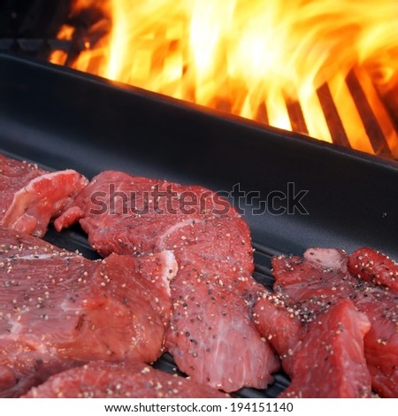Pepper Steaks on BBQ Grill Pan