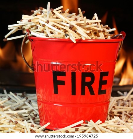 Fire bucket with sign \