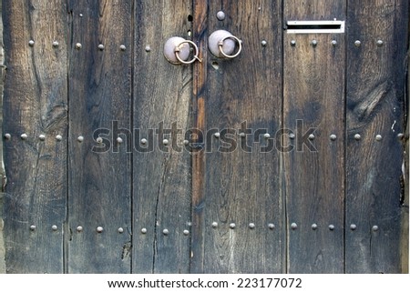 Old Wooden Door with Mail Slot. Background and Texture for text or image.