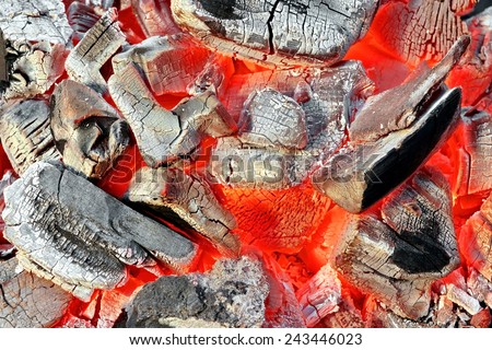 Hot Embers Close-up. Background or texture for text or image