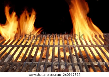 Flame Fire Empty Barbecue Grill Background Copy Space.  You can see more BBQ Barbecue Barbeque Grill Picnic Cookout Party Summer Fire Flame In My Public Set.