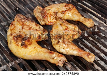 Grilled Chicken Legs On The Hot  Barbecue Charcoal Grill