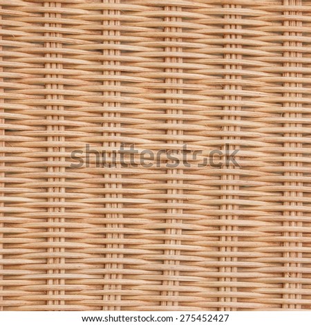 Brown Wicker Rattan Texture Square Background Close-up