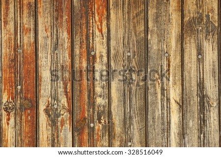 Natural Rustic Brown Weathered Wood Plank Wall Panel With Nails Head Horizontal Background Texture Close-up