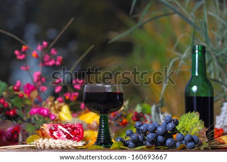 Red wine in the autumn evening