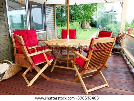 Furniture on patio in the garden