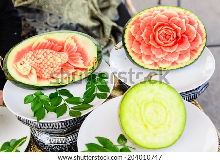 WATERMELON CARVING  FOOD,THAILAND