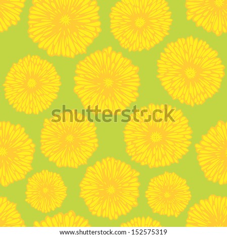 Bright texture with dandelion flowers. Green background and yellow flowers are on separate layers. .