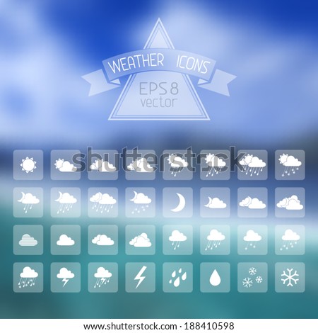 Vector blur landscape with weather icons. Vector blur landscape with weather icons. Blur retro backdrop. Travel design. There is place for your text.