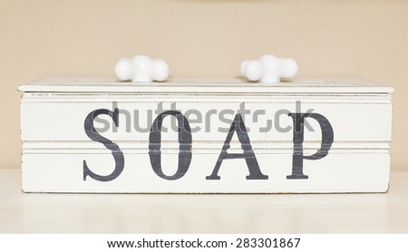 Old white soap box on a shelf