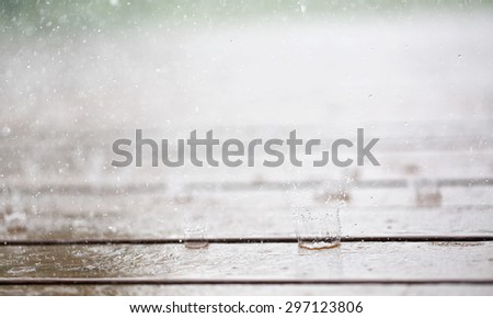 Heavy rain splash on top of deck