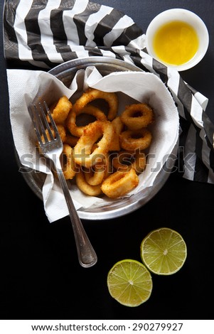 just fried squid rings. roast  seafood snack