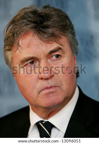 Guus Hiddink, Dutch football manager, attends his first news conference as the newly appointed coach of the Russian soccer team, Moscow, April 14, 2006.
