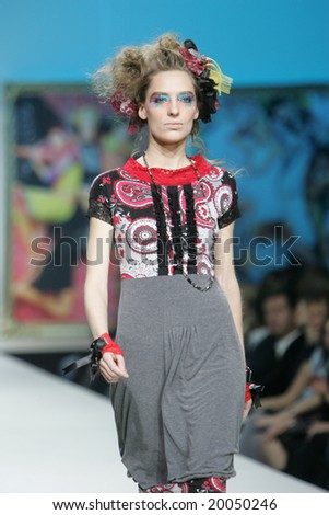 MOSCOW - OCTOBER 26: A model displays an item of the Two Gun Towers Collection during Moscow Fashion Week October 26, 2008 in Moscow, Russia.