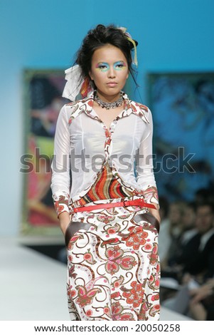 MOSCOW - OCTOBER 26: A model displays an item of the Two Gun Towers Collection during Moscow Fashion Week October 26, 2008 in Moscow, Russia.
