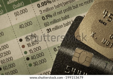 credit card background on index stock newspaper.
