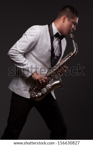 Sax player playing modern music