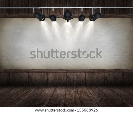 room interior vintage with spotlight