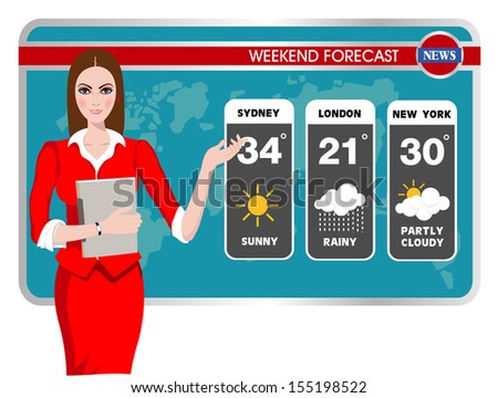 Vector illustration of a TV weather reporter at work Vector illustration of a TV weather reporter at work