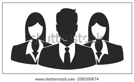People icon, Group of business people with businessman leader on foreground
