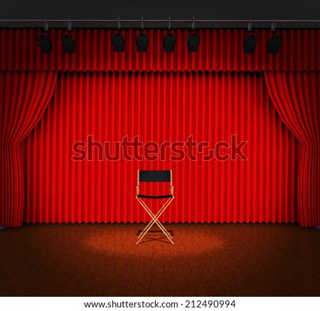 Empty stool on spot light on stage of the theater
