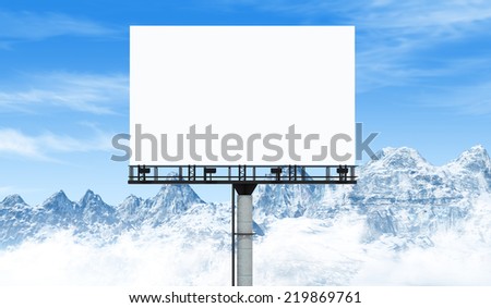 Blank big billboard over snow mountain background, put your text here