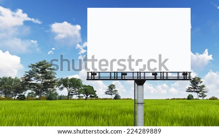 Blank big billboard over tree landscape background, put your text here