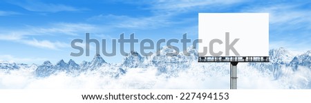 Blank big billboard over snow mountain background, put your text here