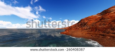 Beautiful views of the sea and Islands. Summer landscape. 3d render