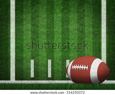 American Football with Yard Line on American Football Field.