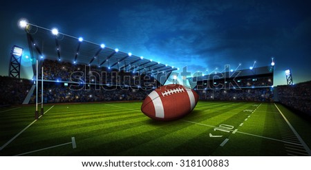 American Football on light of american football stadium