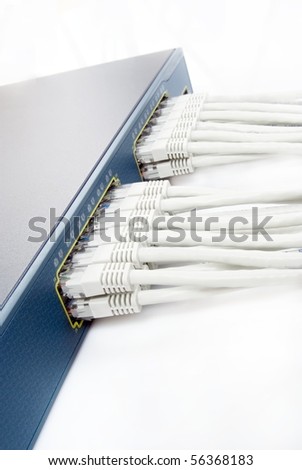 Ethernet Network Switches on Ethernet Network Switch With Cables Against White Stock Photo 56368183
