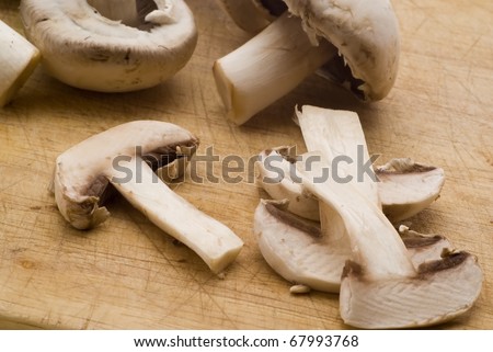 fresh mushrooms against white