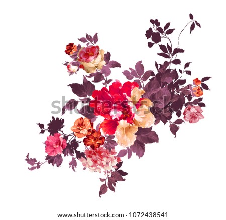 Graceful flowers, the leaves and flowers art design