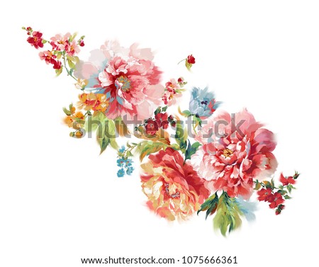 Colorful flowers, the leaves and flowers art design
