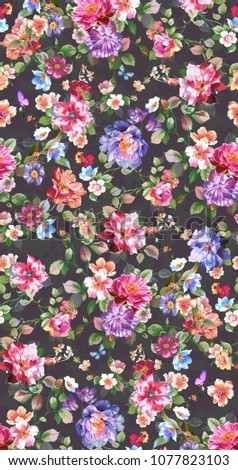 Blooming flowers, the leaves and flowers art design