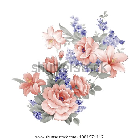 Elegant flowers, the leaves and flowers art design