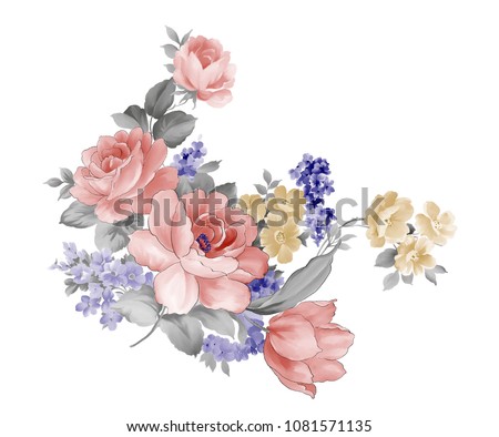 Elegant flowers, the leaves and flowers art design